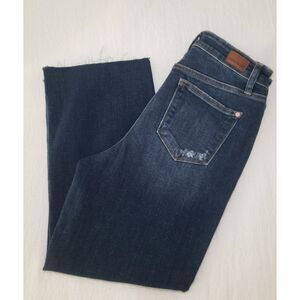 Judy Blue Jeans Womens 9/29 Blue Distressed Wide Leg High Rise Crop Raw Fringed